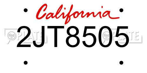 2JT8505 California License Plate
