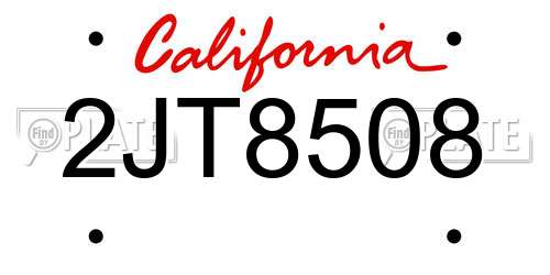 2JT8508 California License Plate
