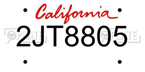 2JT8805 California License Plate