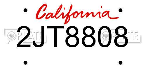 2JT8808 California License Plate