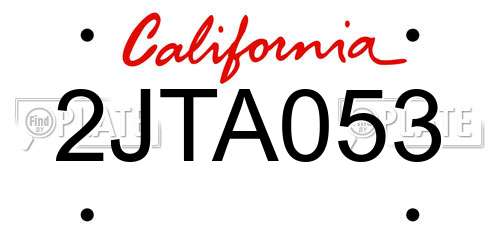 2JTA053 California License Plate