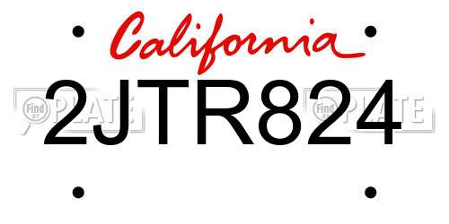 2JTR824 California License Plate