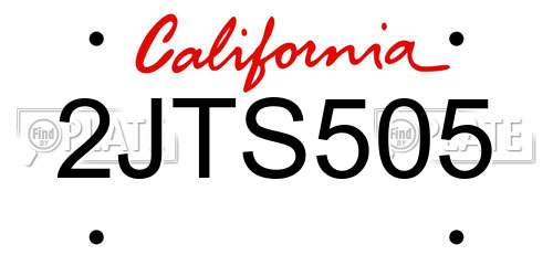 2JTS505 California License Plate