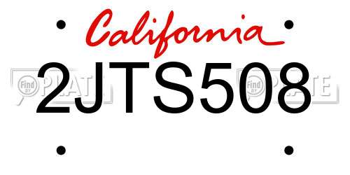 2JTS508 California License Plate