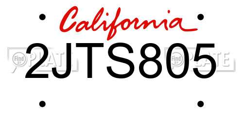 2JTS805 California License Plate