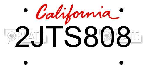 2JTS808 California License Plate