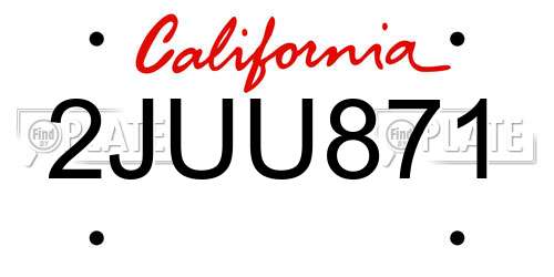 2JUU871 California License Plate
