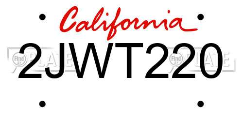 2JWT220 California License Plate