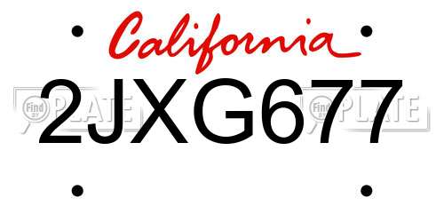 2JXG677 California License Plate