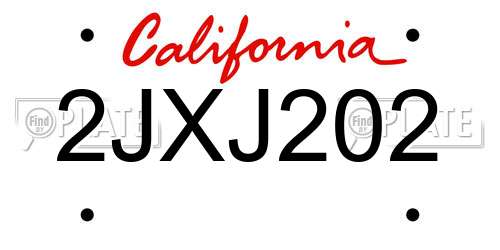 2JXJ202 California License Plate