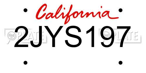 2JYS197 California License Plate