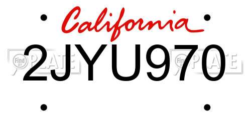 2JYU970 California License Plate