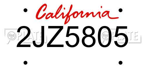 2JZ5805 California License Plate