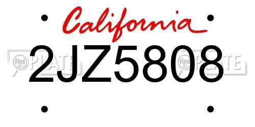2JZ5808 California License Plate