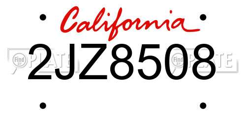 2JZ8508 California License Plate
