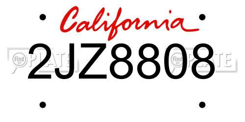 2JZ8808 California License Plate