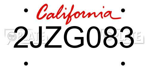 2JZG083 California License Plate