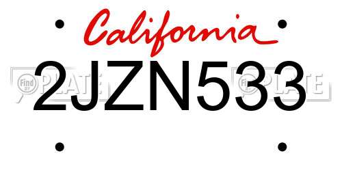 2JZN533 California License Plate