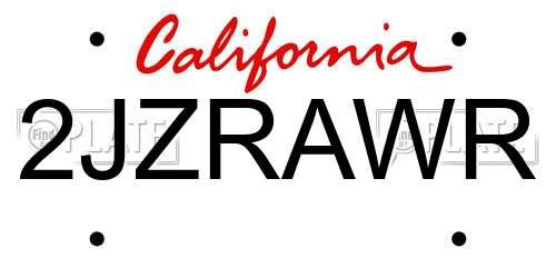 2JZRAWR California License Plate