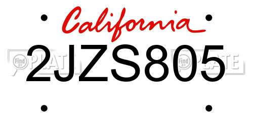 2JZS805 California License Plate