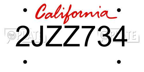 2JZZ734 California License Plate
