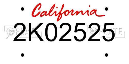 2K02525 California License Plate
