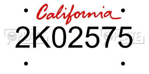 2K02575 California License Plate