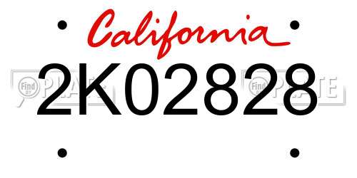 2K02828 California License Plate