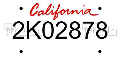 2K02878 California License Plate