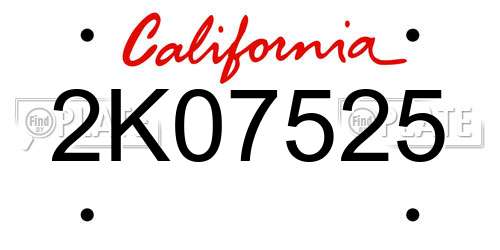 2K07525 California License Plate