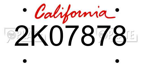 2K07878 California License Plate