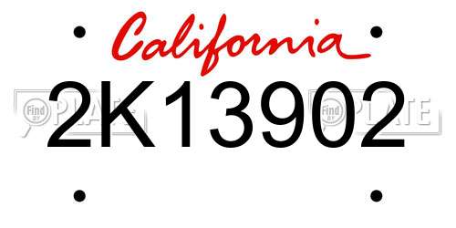 2K13902 California License Plate
