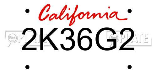 2K36G2 California License Plate