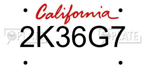 2K36G7 California License Plate