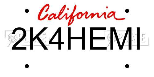 2K4HEMI California License Plate