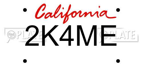 2K4ME California License Plate