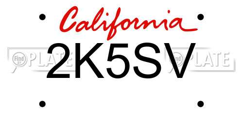 2K5SV California License Plate