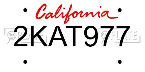 2KAT977 California License Plate