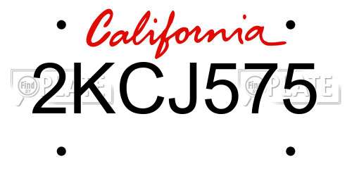 2KCJ575 California License Plate
