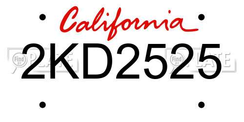 2KD2525 California License Plate