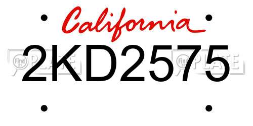 2KD2575 California License Plate