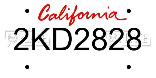 2KD2828 California License Plate