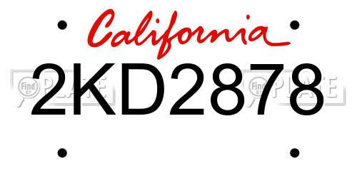 2KD2878 California License Plate