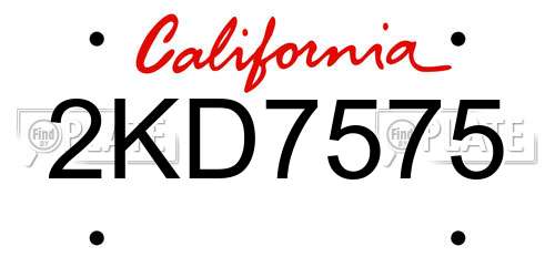 2KD7575 California License Plate