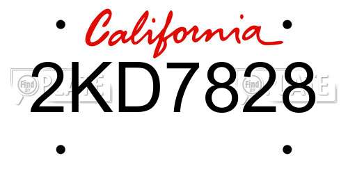 2KD7828 California License Plate