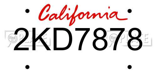 2KD7878 California License Plate