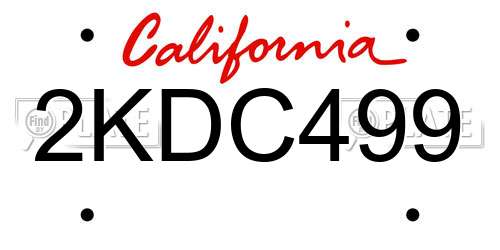2KDC499 California License Plate