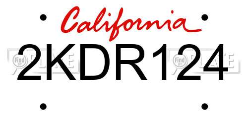 2KDR124 California License Plate