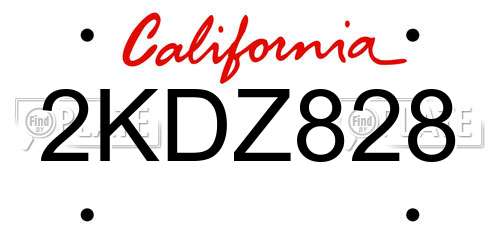 2KDZ828 California License Plate