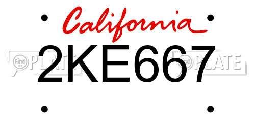 2KE667 California License Plate